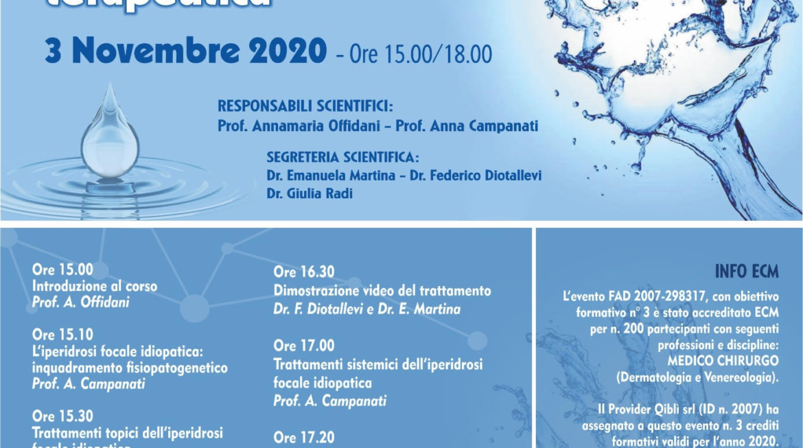 Webinar: L’iperidrosi, una sfida terapeutica 3 Novembre 2020