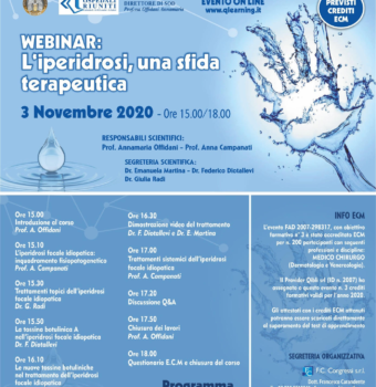 Webinar: L’iperidrosi, una sfida terapeutica 3 Novembre 2020