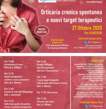Webinar: Orticaria cronica spontanea e nuovi target terapeutici 27 Ottobre 2020