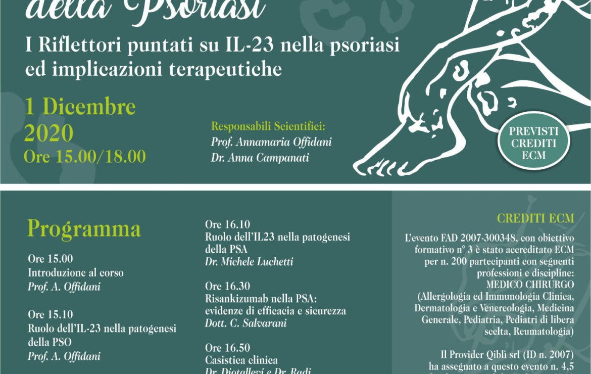 Webinar: Nuovi target terapeutici della Psoriasi 1 Dicembre 2020